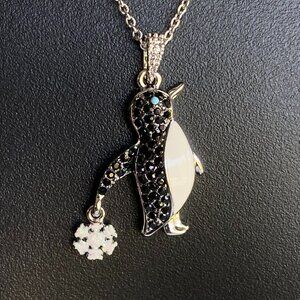 Mr Penguin Snowflake Crystal Fifth Avenue Necklace NWT